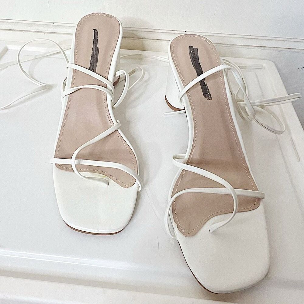 Princess Polly The Lena Strappy Heels White Size 9 New
